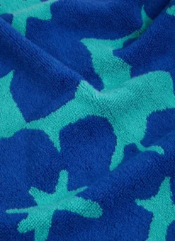 SERVIETTE DE TOILETTE JACQUARD BICOLORE FLEURIE BLEU/VERT
