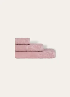 SERVIETTE DE TOILETTE LITEAU VELOURS CISELÉ ROSE