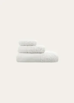 SERVIETTE DE TOILETTE LITEAU VELOURS CISELÉ BLANC