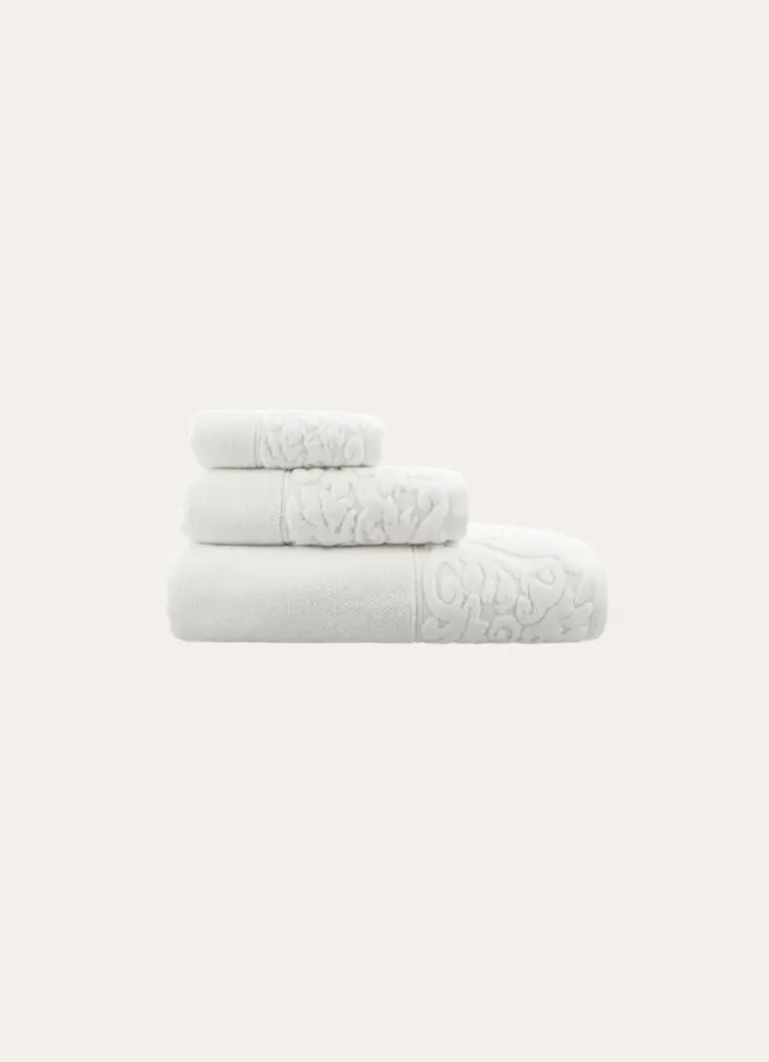 SERVIETTE DE TOILETTE LITEAU VELOURS CISELÉ BLANC