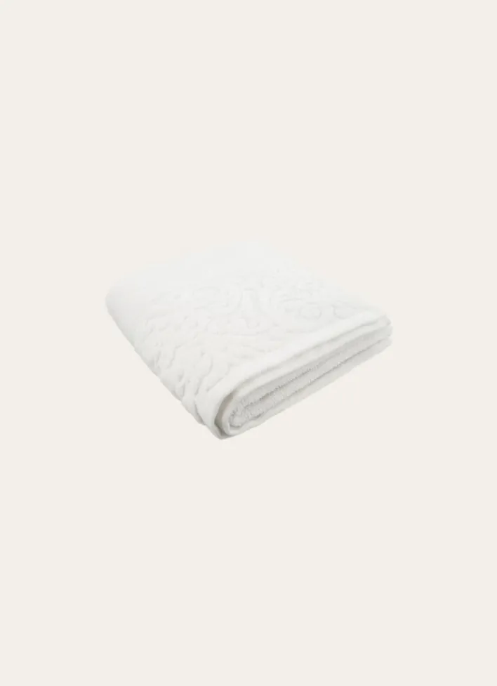 SERVIETTE DE TOILETTE LITEAU VELOURS CISELÉ BLANC