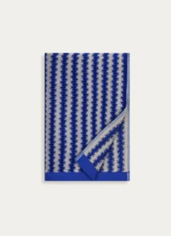 SERVIETTE DE TOILETTE RAYÉE EN JACQUARD CRISTEL BLEU/BEIGE