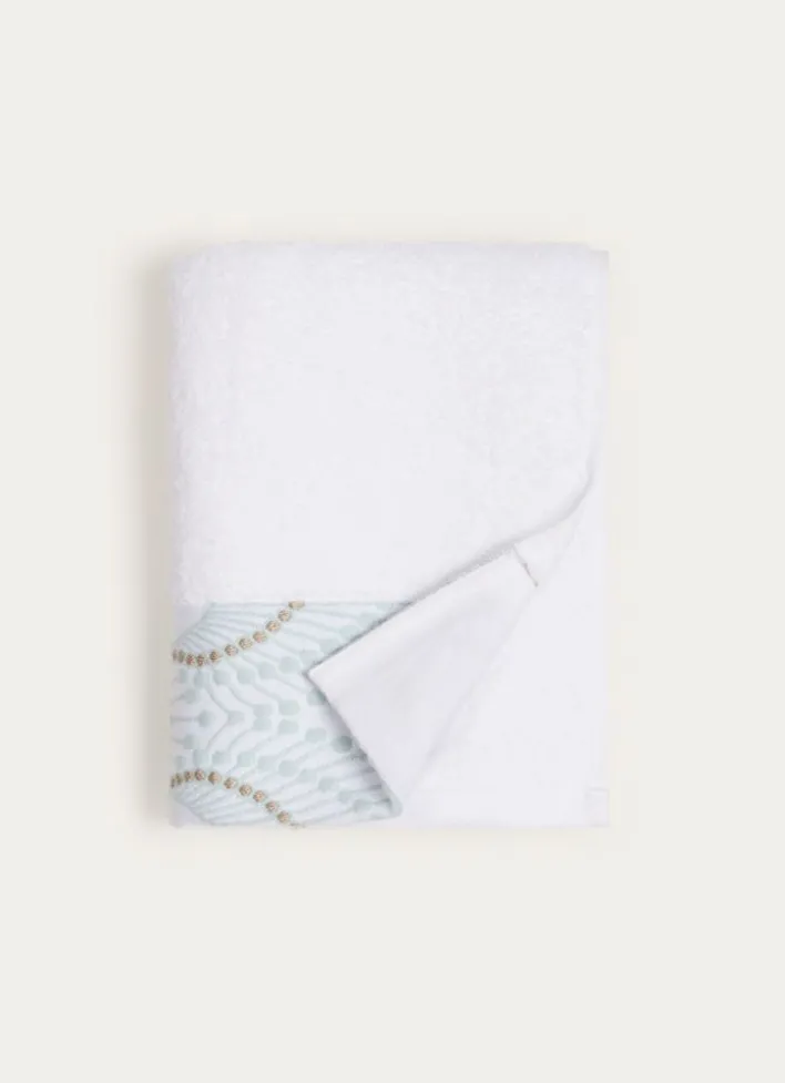 SERVIETTE DE TOILETTE SABRINA A LITEAU FANTAISIE BLANC