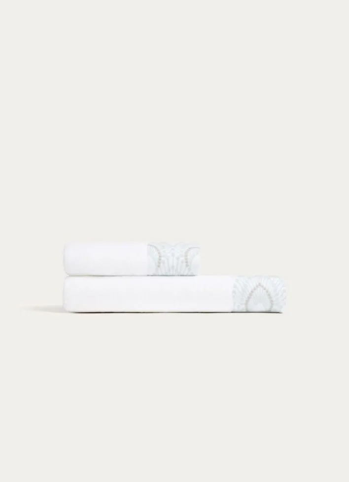 SERVIETTE DE TOILETTE SABRINA A LITEAU FANTAISIE BLANC