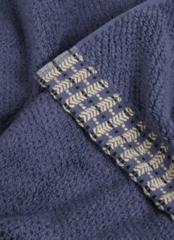 SERVIETTE DE TOILETTE UNIE AVEC LITEAU FANTAISIE BLEU FONCÉ