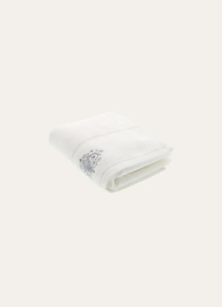 SERVIETTE INVITÉ EN VELOURS BRODÉE 500GR BLANC