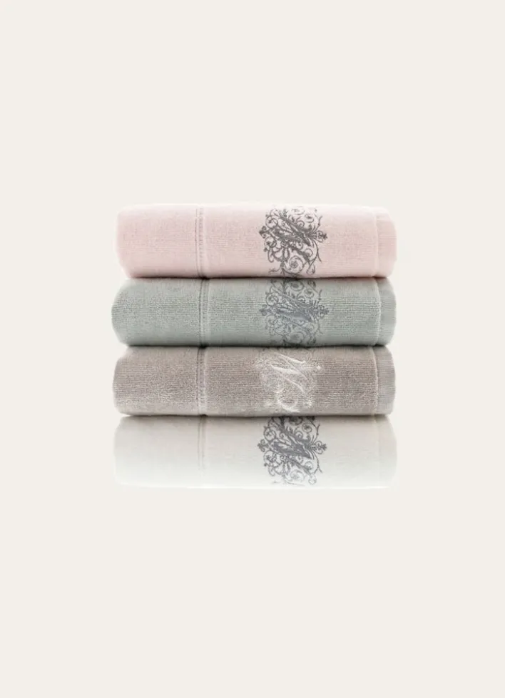 SERVIETTE INVITÉ EN VELOURS BRODÉE 500GR BLANC