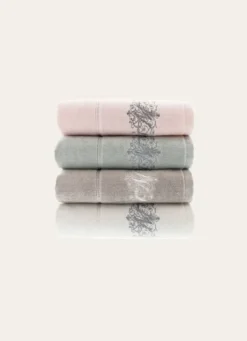 SERVIETTE INVITÉ EN VELOURS BRODÉE 500GR GRIS