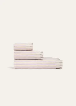 SERVIETTE INVITE À RAYURES DOUBLE FACE LILAS