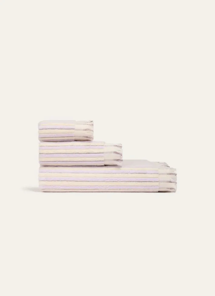SERVIETTE INVITE À RAYURES DOUBLE FACE LILAS