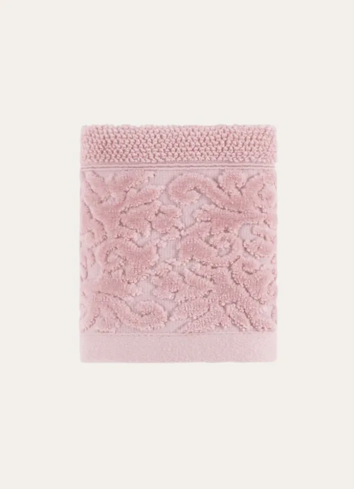 SERVIETTE INVITÉ LITEAU VELOURS CISELÉ ROSE