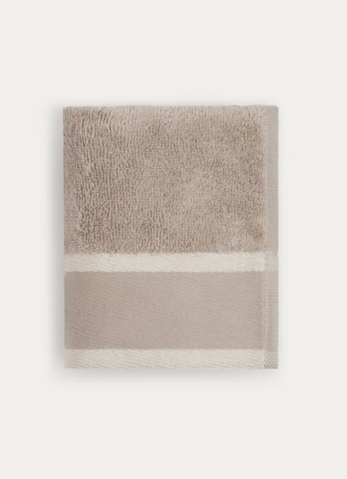 SERVIETTE INVITÉ UNIE À LARGE BORDURE ARTHUR BEIGE FONCÉ