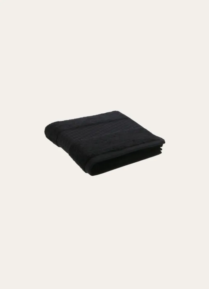 SERVIETTE TOILETTE COTON BIO JACQUARD GAUFRÉ 450 NOIR