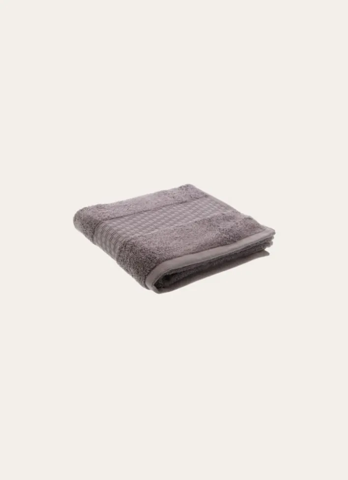 SERVIETTE TOILETTE COTON BIO JACQUARD GAUFRÉ 450 CENDRE