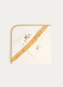 SET CAPE DE BAIN ET GANT DE TOILETTE EGLANTINE ÉCRU