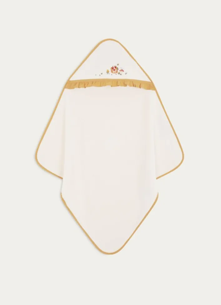 SET CAPE DE BAIN ET GANT DE TOILETTE EGLANTINE ÉCRU