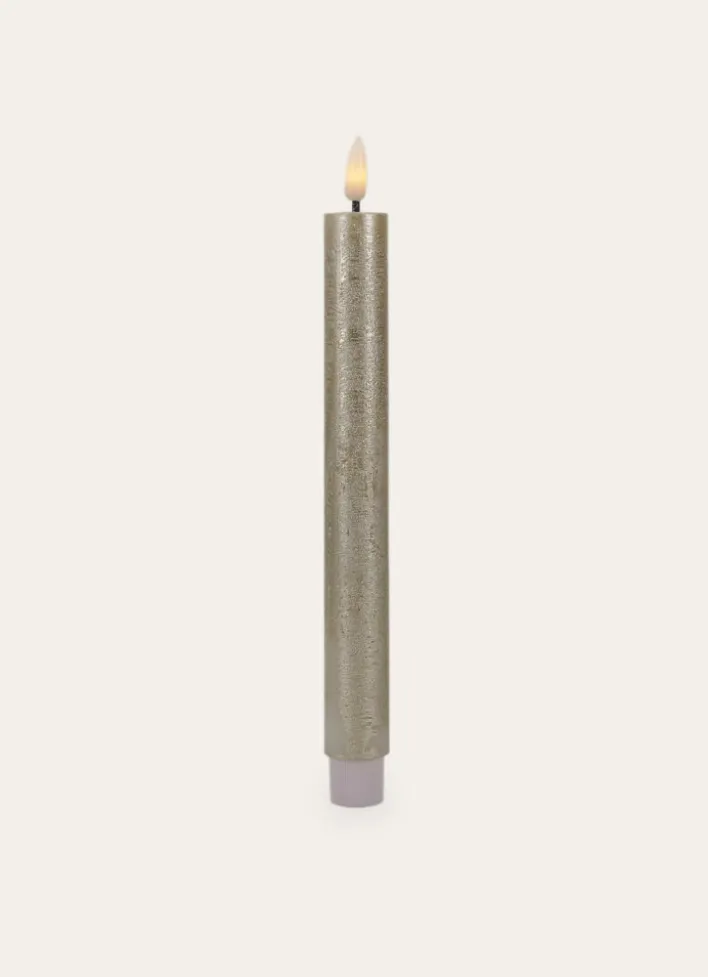 SET DE 2 BOUGIES FLAMBEAU LED EN CIRE DORE