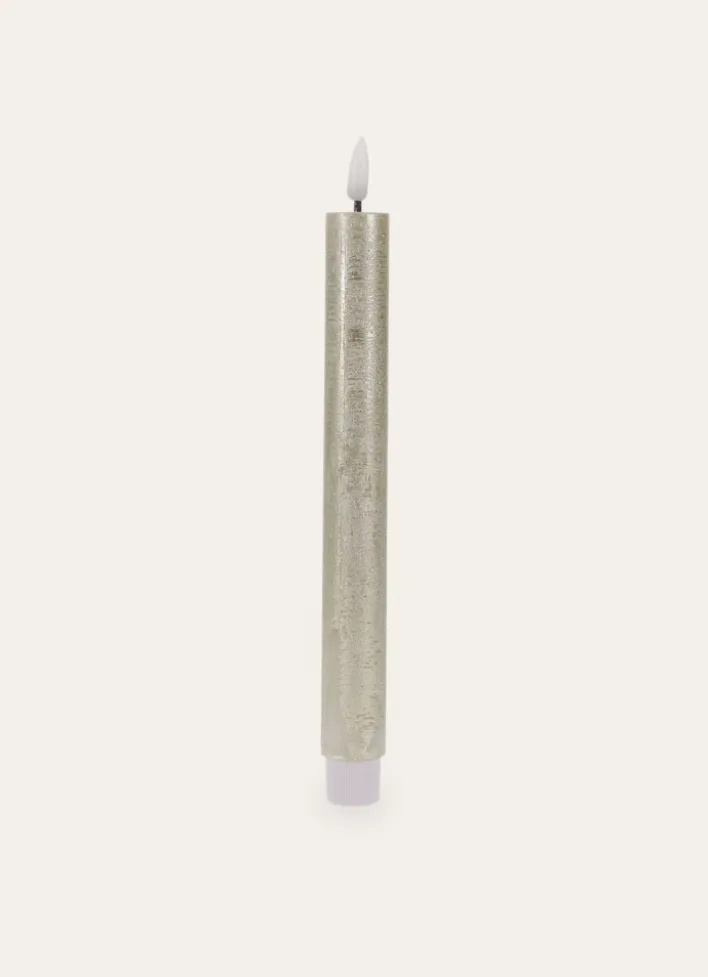 SET DE 2 BOUGIES FLAMBEAU LED EN CIRE DORE