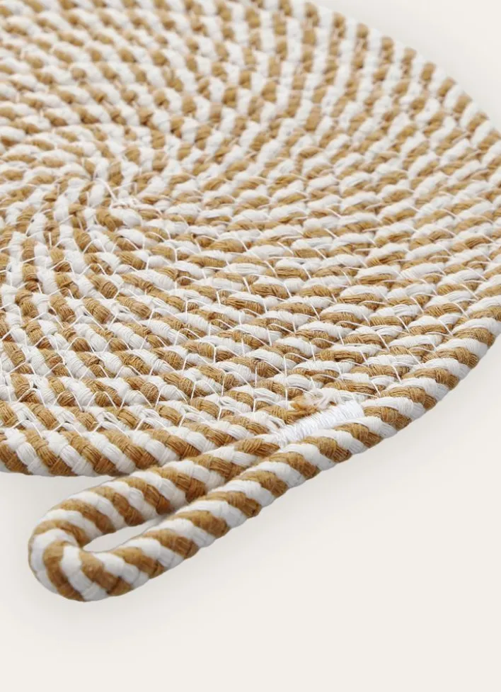 SET DE TABLE BICOLORE NATUREL/BLANC