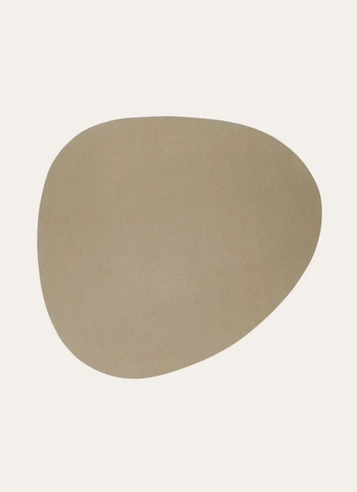 SET DE TABLE EFFET CUIR EN FORME DE GALET DORÉ