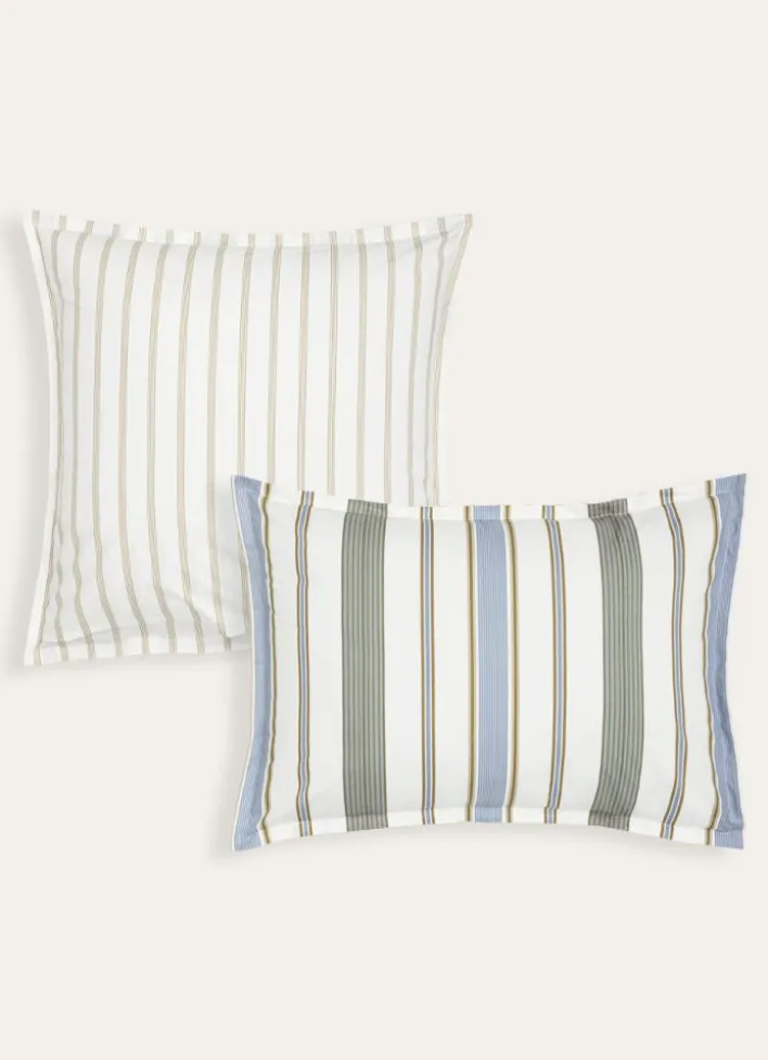 SET DE 2 TAIES D’OREILLER EN PERCALE GABRIEL VERT DE GRIS