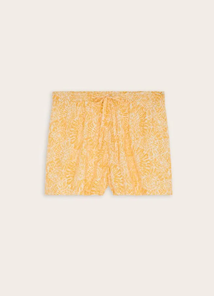 SHORT EN VISCOSE IMPRIMÉE JAUNE