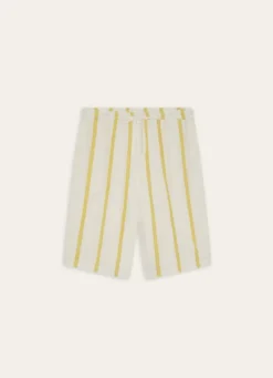 SHORT LONG EN VISCOSE ET RAYURE BRODÉE JAUNE