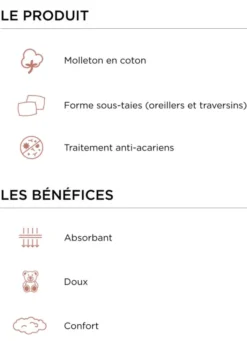 SOUS-TAIE D'OREILLER EN COTON ANTI-ACARIENS 220GR BLANC