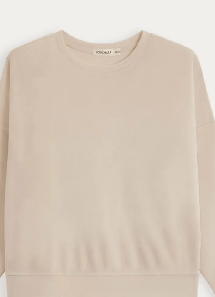 SWEATSHIRT EN VELOURS BEIGE