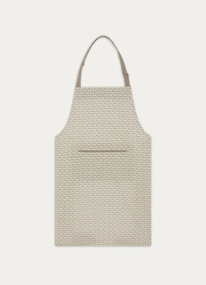 TABLIER DE CUISINE EN COTON IMPRIMÉ BLANC/GRIS