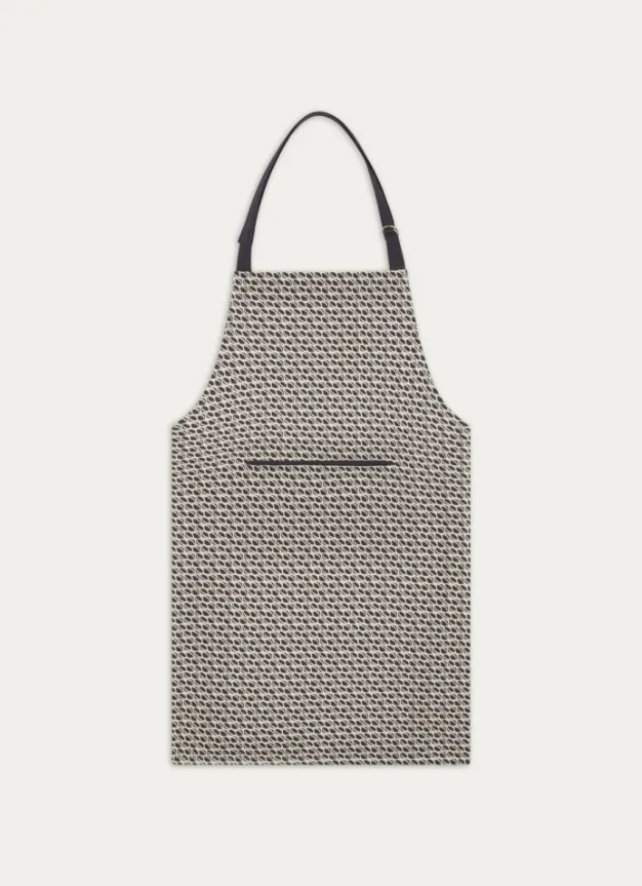 TABLIER DE CUISINE EN COTON IMPRIMÉ BLANC/MARINE