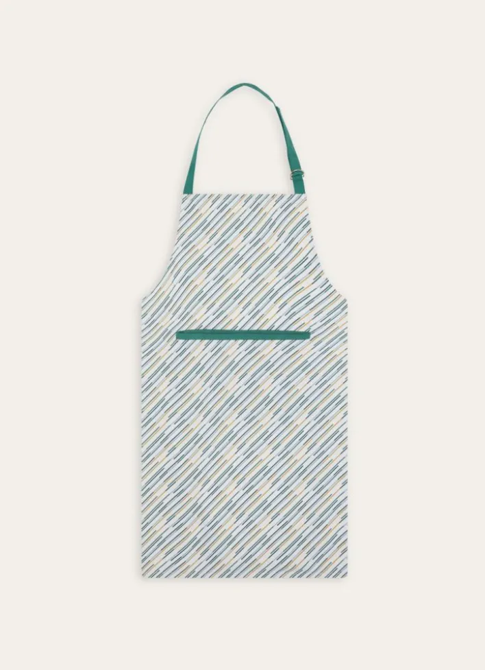 TABLIER EN COTON IMPRIMÉ À MOTIF RAYURES FANTAISIE MULTICOLORE