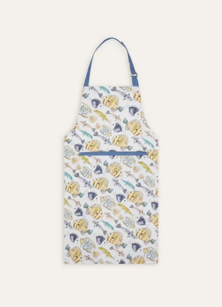 TABLIER EN COTON IMPRIMÉ POISSONS MULTICOLORE