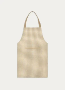 TABLIER EN COTON IMPRIMÉ VICHY BEIGE
