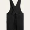 TABLIER JAPONAIS UNI EN COTON ET LIN NOIR