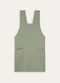 TABLIER JAPONAIS UNI EN COTON ET LIN AMANDE