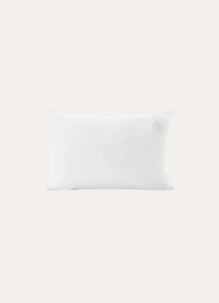TAIE BÉBÉ EN GAZE DE COTON BRODERIE FEUILLE LAIT