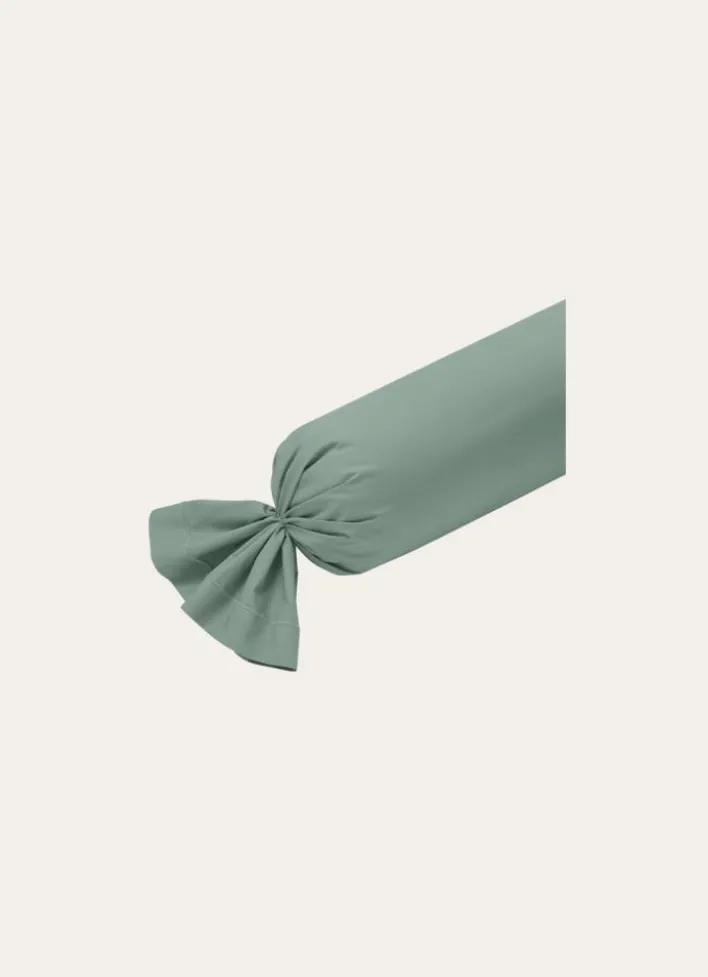 TAIE DE TRAVERSIN EN PERCALE DE COTON VERT DE GRIS