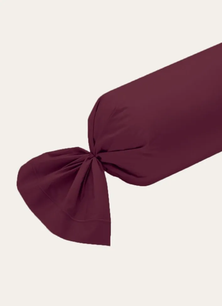 TAIE DE TRAVERSIN EN PERCALE DE COTON GRENAT