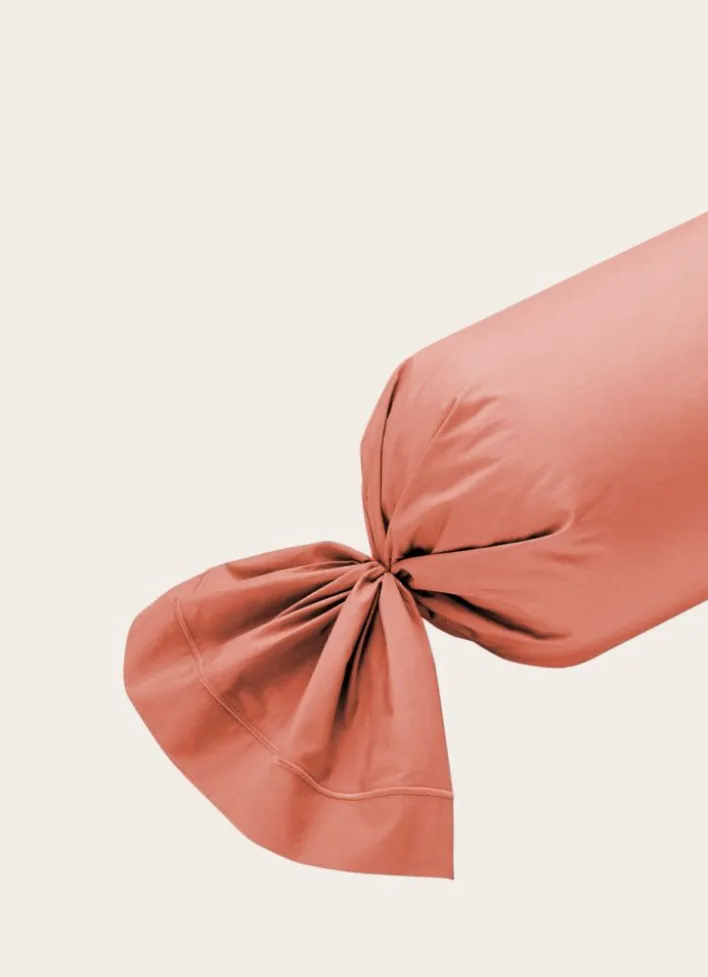 TAIE DE TRAVERSIN EN PERCALE DE COTON CORAIL