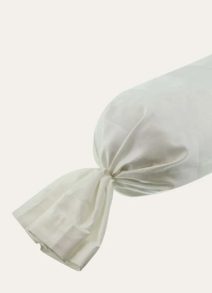 TAIE DE TRAVERSIN EN SATIN DE COTON JACQUARD RAYÉ IVOIRE