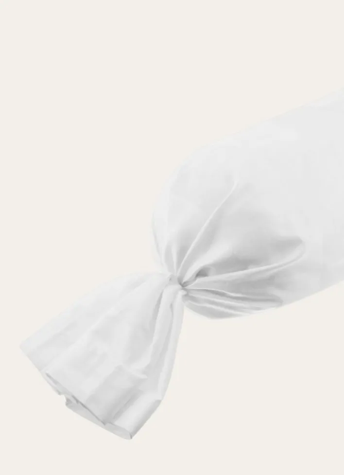 TAIE DE TRAVERSIN EN SATIN DE COTON JACQUARD RAYÉ BLANC
