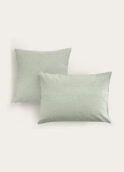 TAIE D'OREILLER EN COTON VICHY SAUGE