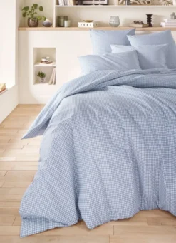 TAIE D'OREILLER EN COTON VICHY BLEU