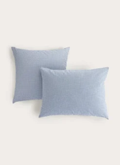 TAIE D'OREILLER EN COTON VICHY BLEU