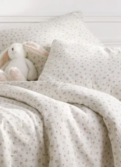 TAIE D’OREILLER ENFANT EN GAZE DE COTON CHAMPÊTRE ÉCRU
