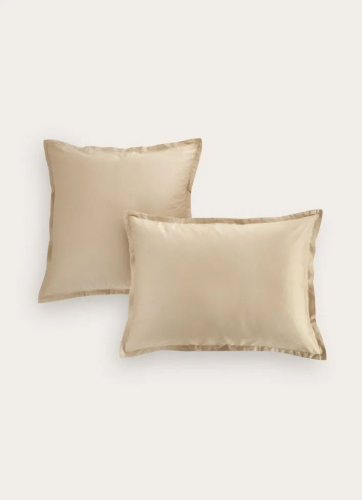 TAIE D'OREILLER EN SATIN DE COTON UNI MORDORE