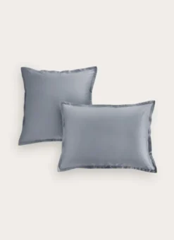 TAIE D'OREILLER EN SATIN DE COTON UNI ARDOISE