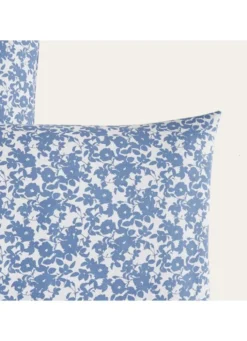 TAIE D'OREILLER FLEURIE EN COTON BCIBLEU