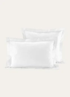 TAIE D'OREILLER RAYÉE EN SATIN DE COTON BLANC
